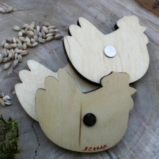Fridge wooden magnet chicken