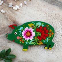 Piggi - funny fridge magnet and slacky charm, hand painted