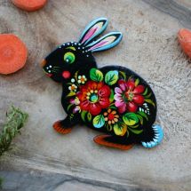 Rabbit funny magnet hand painted easter gift