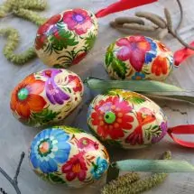 Mini Easter eggs 3.5 cm х 5 St decorations - hand painted wooden Ukrainian Easter eggs