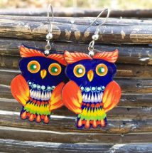 Owl wooden earrings, ethnic fashion