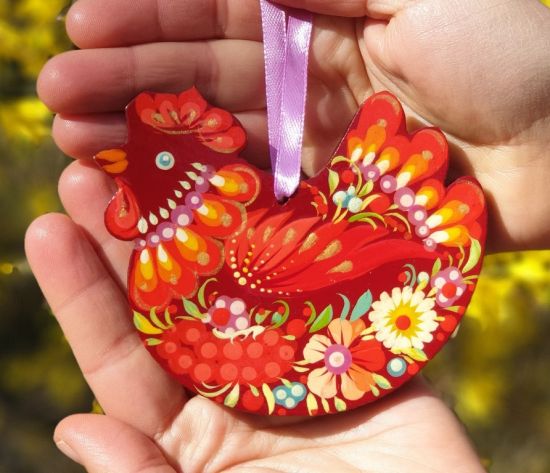Handpainted easter Chicken ornament