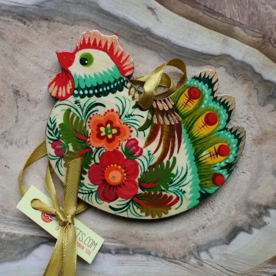 Handgefertigte Osterdeko Set aus Holz- Hahn, Huhn, Hase kleine Ostereier -traditionelles Kunsthandwerk