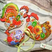 High quality Easter ornaments set made of wood  - Rooster, chicken, easter egg