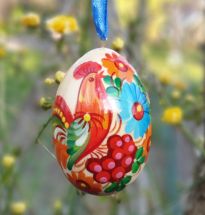 Eco-freindly Easter egg  painted with the rooster pattern