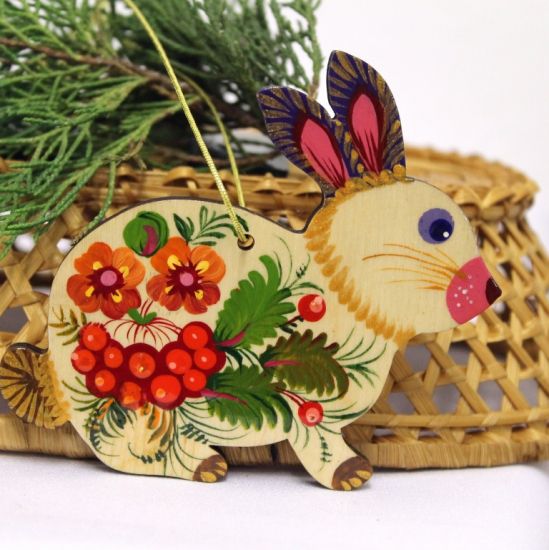 Easter rabbit, handpainted easter ornament