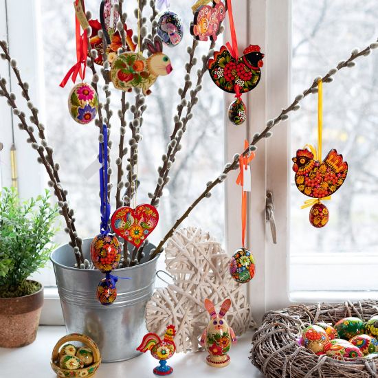 Ukrainian Easter eggs to hang, Easter tree wooden decorations