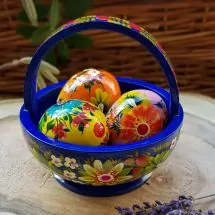 Creative Easter basket - hand painted wooden decoration - ukrainian art
