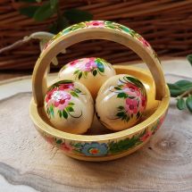 Schönes Osterkörbchen-mit Ostereier aus Holz - Ukrainische Handarbeit