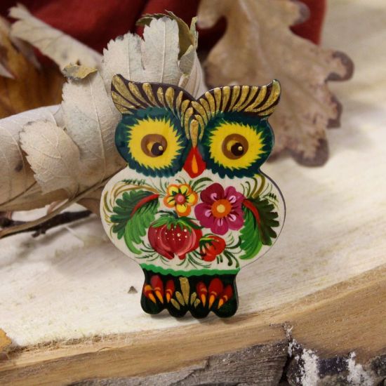 Animal fridge magnet and souvenir "Owl", small handmade gift