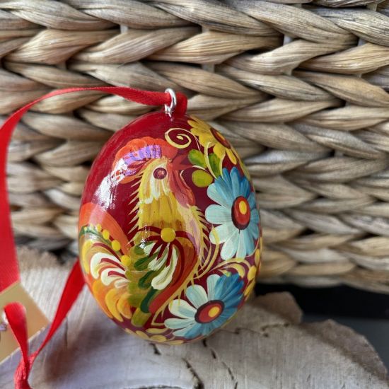 Ukrainian Easter wooden egg fine painted