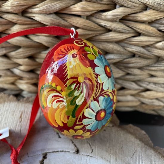 Ukrainian Easter wooden egg fine painted