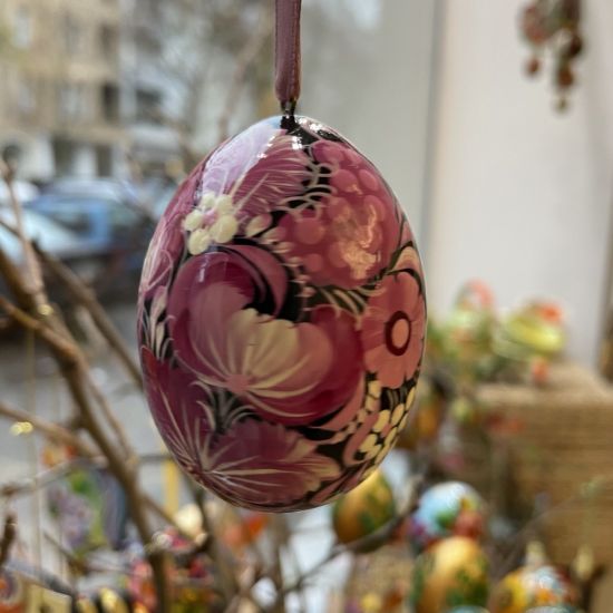 Traditional painted ukrainian Pysanka, wooden Easter eggs