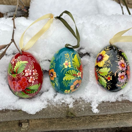 Unique Easter eggs -hanging egg decorations set, painted Pysanka