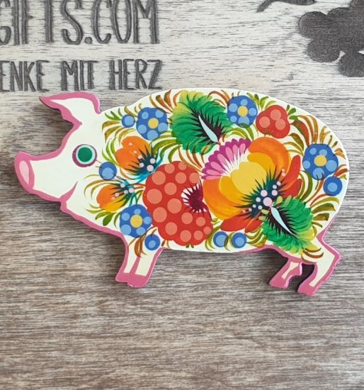 Schwein Kühlschrankmagnet und ein Glückssymbol 