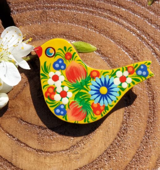 Wooden pin Bird, hand painted decoration