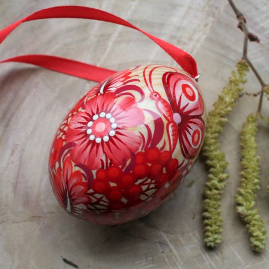 Ukrainian Easter egg with painted butterfly, wood