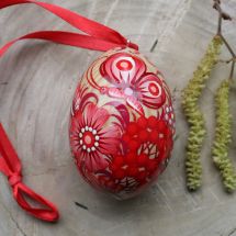 Ukrainian Easter egg with painted butterfly, wood