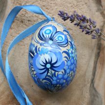 Hochwertiges Osterei zum Aufhängen "Schmetterling", blau - Ukrainische Pysanka