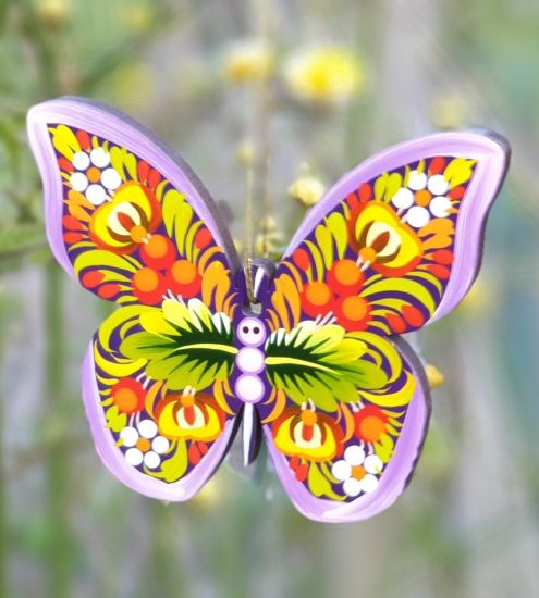 Wooden Christmas decoration - butterfly hand painted