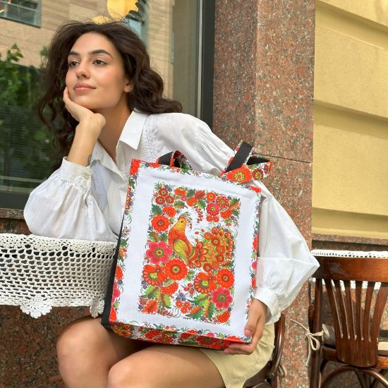 Bunte Ukrainische Folk Art Einkaufstasche