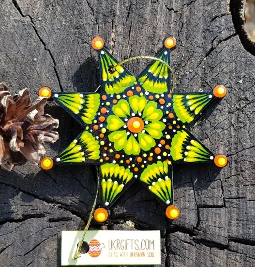 Wooden christmas stars ornaments, hand painting