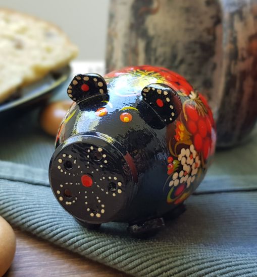Glückssymbol - Schweinchen aus Holz, Salz- und Pfefferstreuer zartbemalt