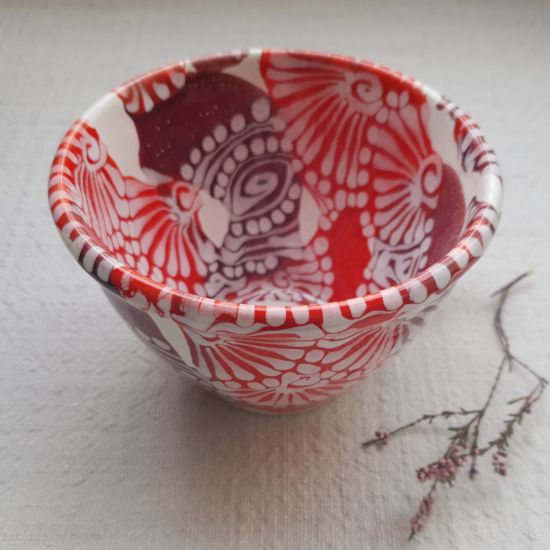 Handbemalte Keramik Tasse mit dem Abstraktmuster - Kunsthandwerk