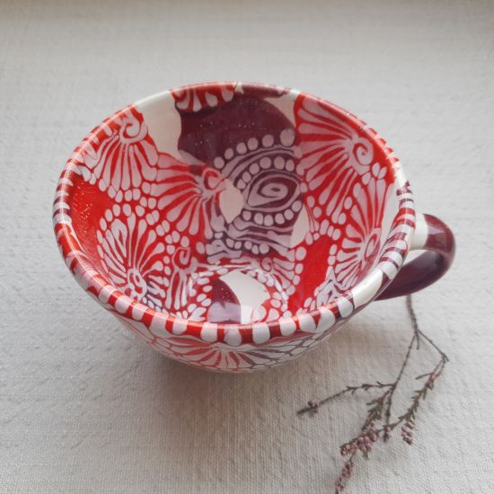 Handbemalte Keramik Tasse mit dem Abstraktmuster - Kunsthandwerk