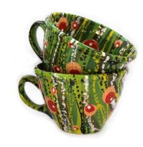 Keramik Tasse 0.5 L mit abstrakter Bemalung - originelle Keramik aus der Ukraine