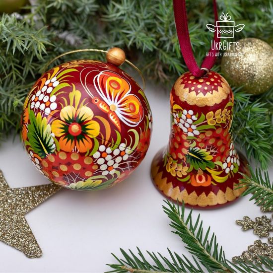 Nostalgic tree decorations - set, Christmas tree ball and bells 