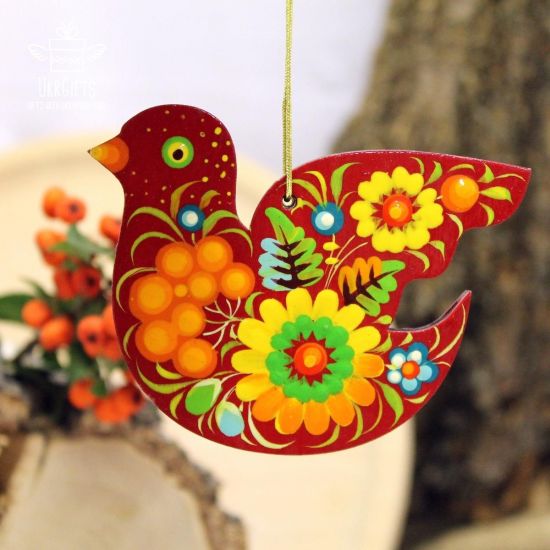 Red bird Christmas ornaments traditional painted