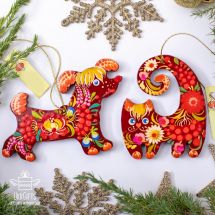 Animal Christmas ornaments Cat and dog hand painted
