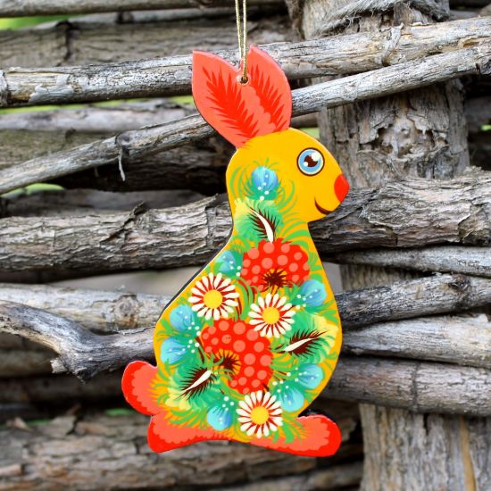 Hand painted Easter rabbit ornament 