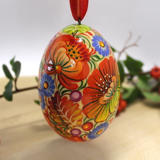 Ukrainian Easter egg with the rooster, traditional hand painted