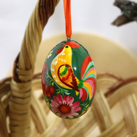 Wooden Easter egg, painted in ukrainian style