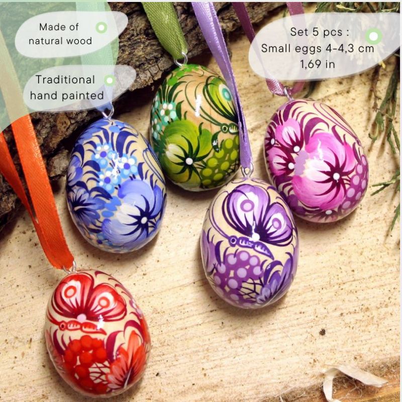 Hand-Painted Wooden Eggs, Easter, Gifts
