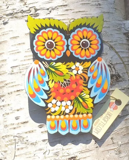 Owl Christmas ornament,  gift idea for owl lovers, ukrainian art