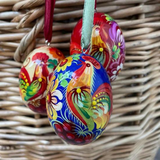Ukrainian Easter eggs with the rooster hand painted