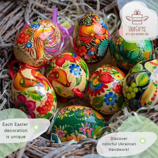 Ukrainian Easter egg hand painted on the wood