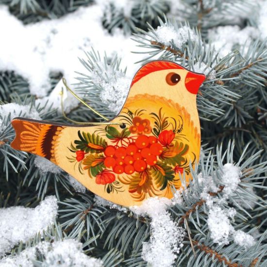Ukrainian Easter handicrafts ornament Bird wooden hand painted