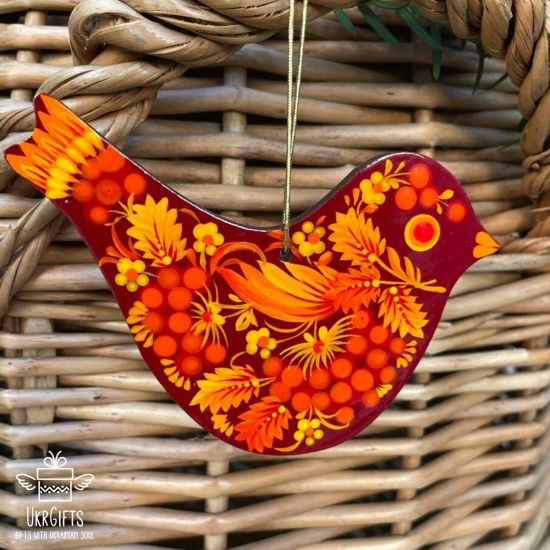 Wooden Christmas decoration-Bird, hand painted