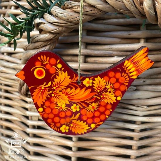 Christbaumschmuck Vogel aus Holz- zart handbemalt