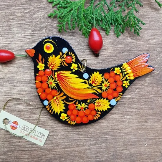 Wooden Christmas decoration-Bird, hand painted