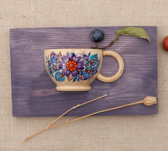 Creative wall decor, small hand painted with blue flowers ornament cup