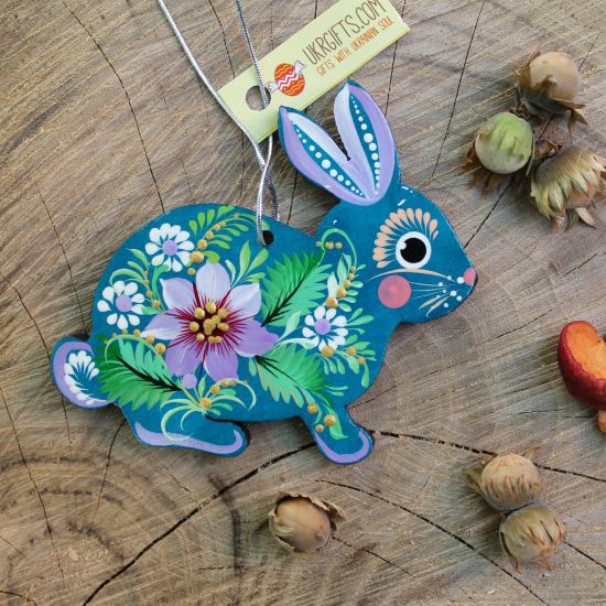 Animal tree ornaments -Hegehog and bunny, delicate painted