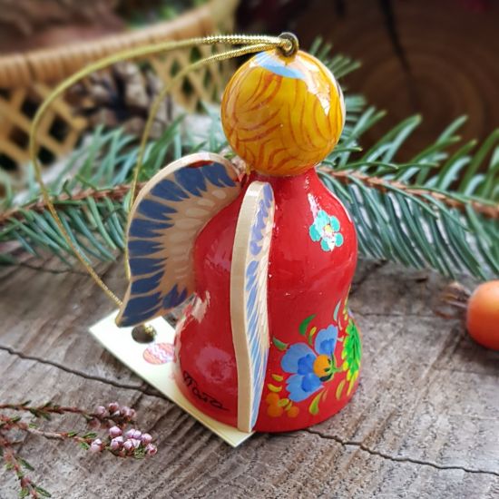 Handgemachter Weihnachtsschmuck Engel - Glöckchen dekoration aus Holz