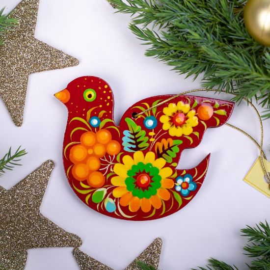 Red bird Christmas ornaments traditional painted