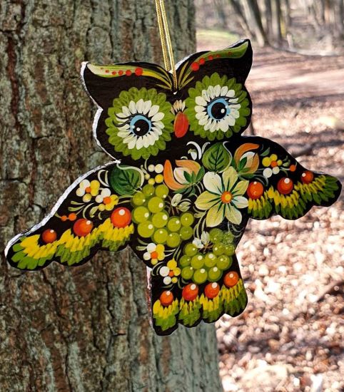 Ukrainian ethnic christmas ornament Owl,  gift idea for owl lovers, ukrainian art