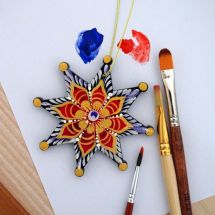Christmas star wooden painted ornament